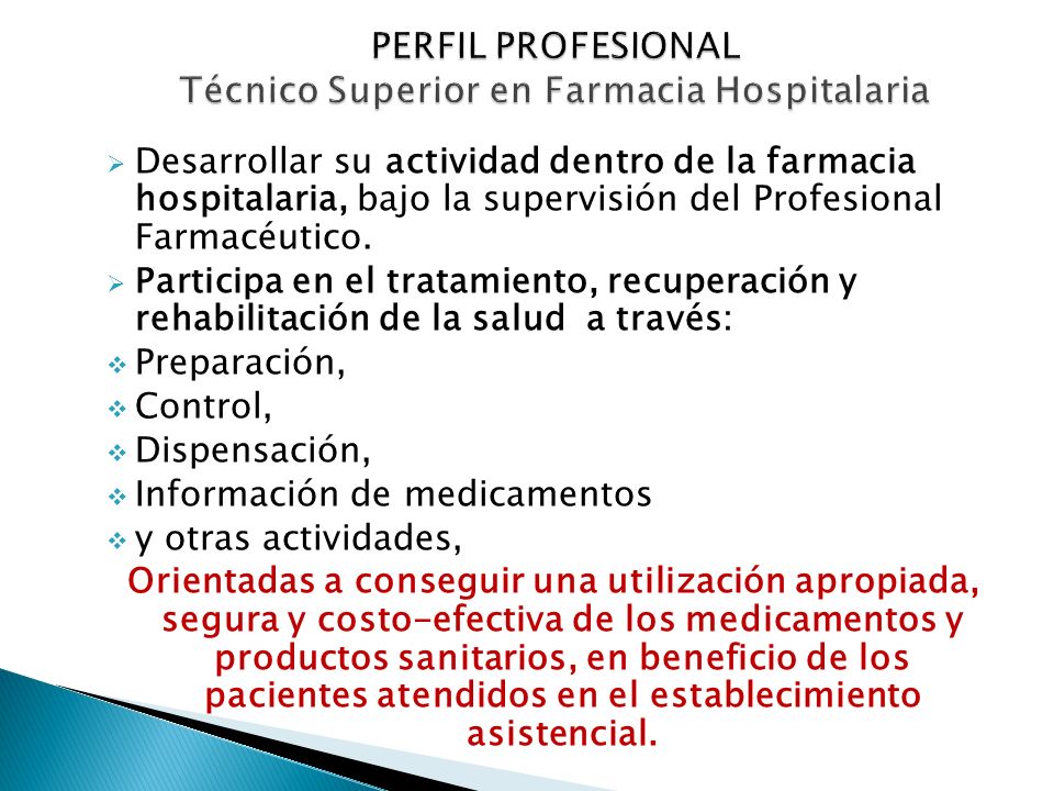 Perfil del tecnico en farmacia